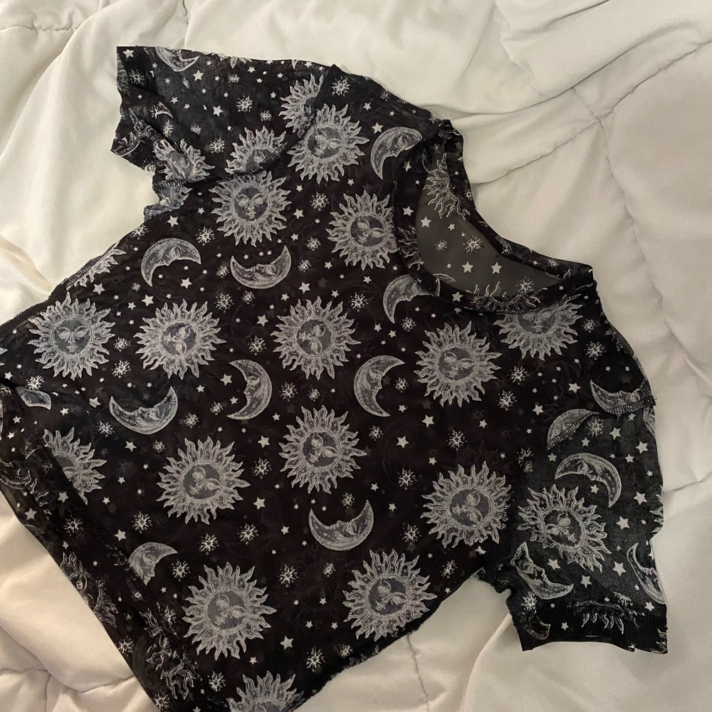 See through moon and stars boho top